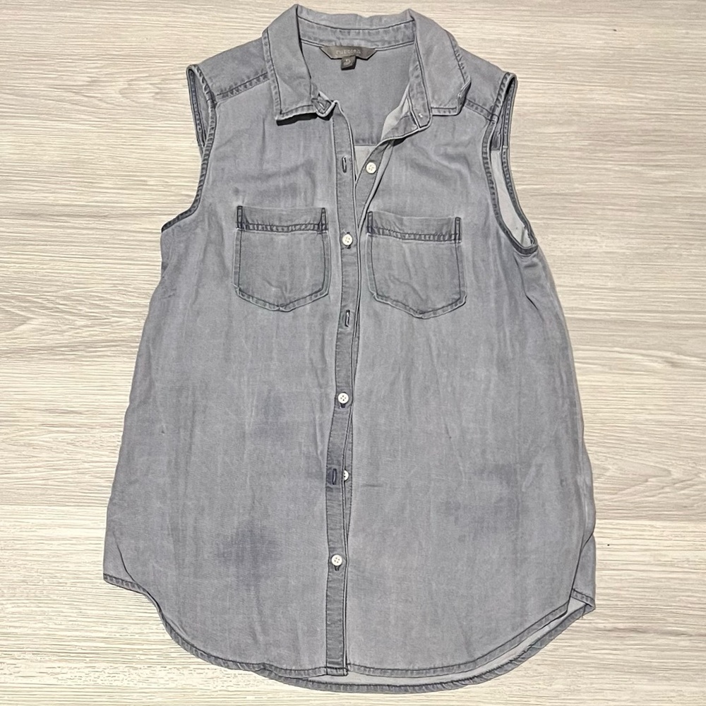 Lightweight Denim Cutoff button down- size XS.